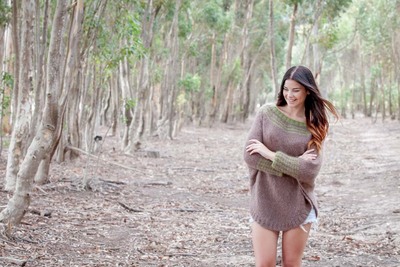 PONCHO WITH FITTED SLEEVES